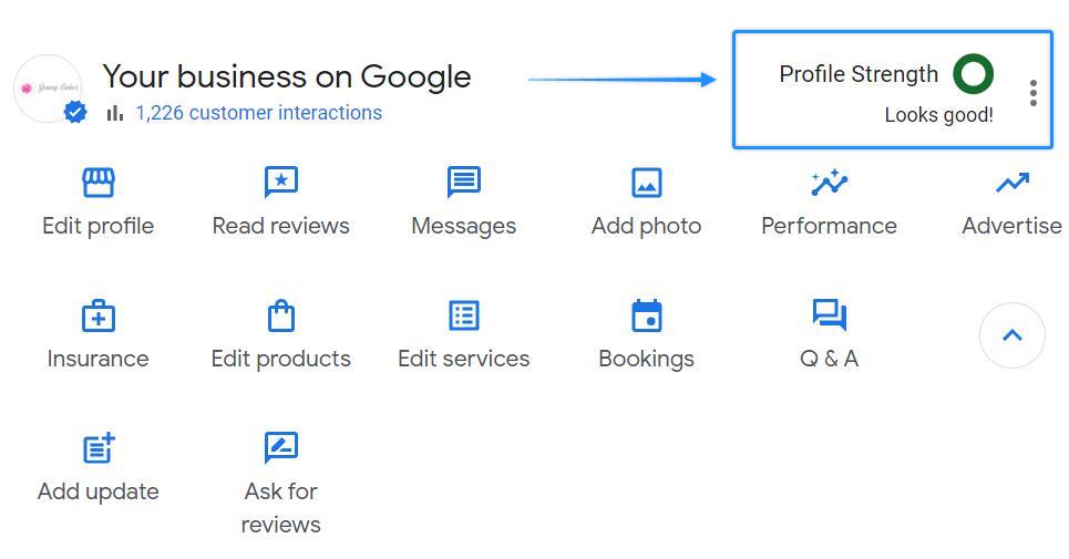 Google Business Profile strength / completion status