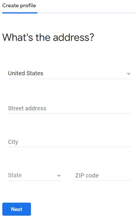 Add the business's address information